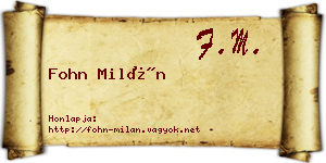 Fohn Milán névjegykártya
